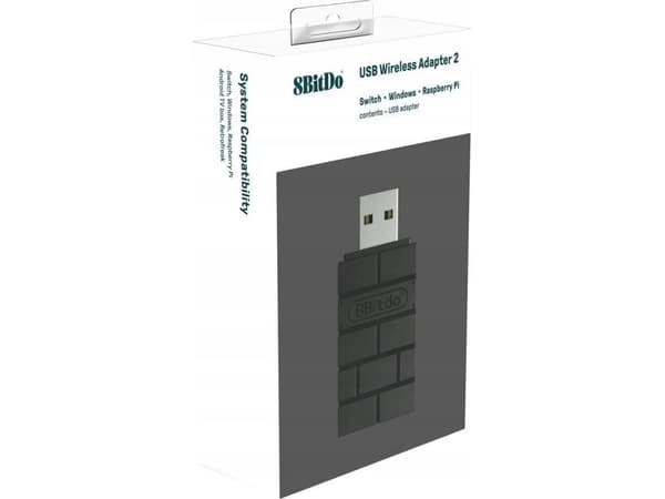 8Bitdo USB Wireless Adapter 2, USB A-tyyppi, Bluetooth, Musta, Android, 56 mm, 24 mm