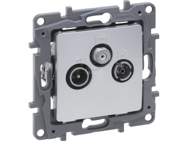 Legrand Niloe Selection TV-RD-SAT sluttkontakt for stjerneinstallasjoner 1,5dB aluminium 762163