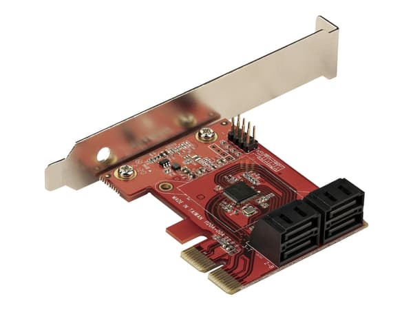 StarTech.com SATA PCIe Card, 4 Port PCIe SATA Expansion card, 6Gbps SATA Card, Low/Full Profile, SATA Stacked Connectors, ASM1164 Non-Raid SATA Contr