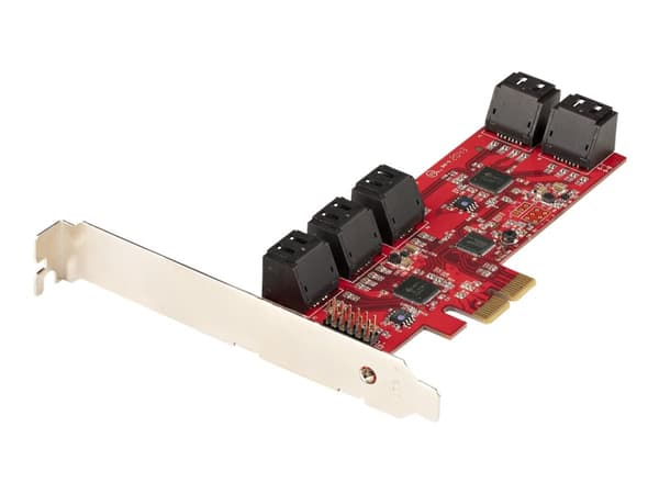 StarTech.com SATA PCIe-kort, 10-porters PCIe SATA-utvidelseskort, 6Gbps SATA-kort, lav/full profil, stablede SATA-kontakter, ASM1062 Non-Raid SATA-ko
