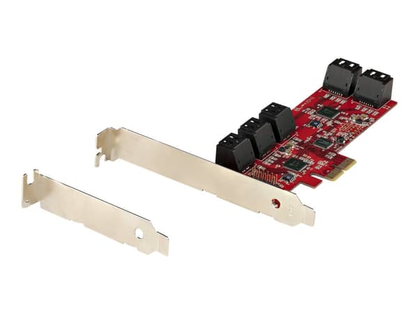 StarTech.com SATA PCIe-kort, 10-porters PCIe SATA-utvidelseskort, 6Gbps SATA-kort, lav/full profil, stablede SATA-kontakter, ASM1062 Non-Raid SATA-ko