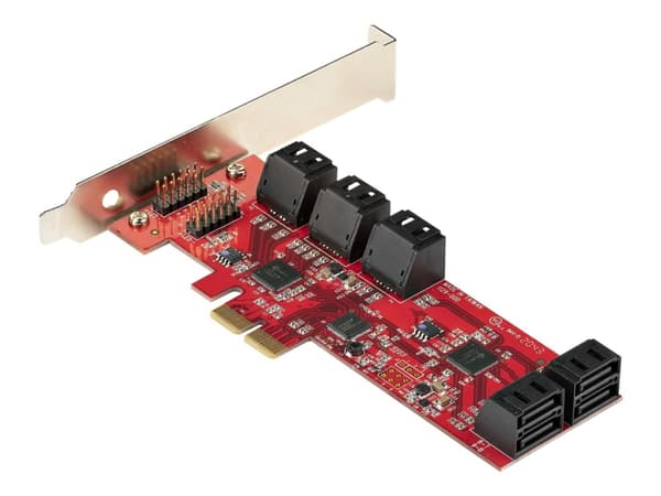 StarTech.com SATA PCIe-kort, 10-porters PCIe SATA-utvidelseskort, 6Gbps SATA-kort, lav/full profil, stablede SATA-kontakter, ASM1062 Non-Raid SATA-ko