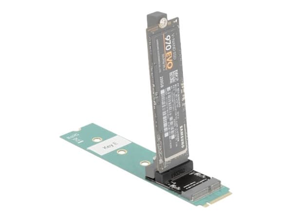 Delock M.2 key A+E male to key M slot angled with holder - Grensesnittsadapter - M.2 NVMe Card - M.2 Card