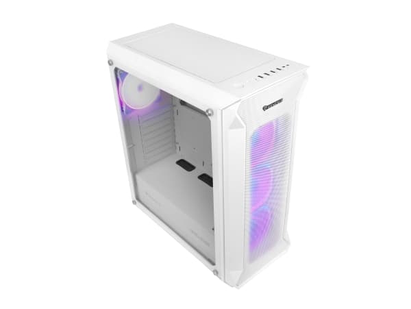 Genesis Irid 505 V2 aRGB - Mid tower - ATX - sidepanel med vindu (herdet glass) - ingen strømforsyning (ATX) - hvit - USB/lyd