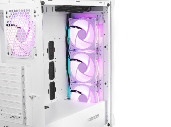 Genesis Irid 505 V2 aRGB - Mid tower - ATX - sidepanel med vindu (herdet glass) - ingen strømforsyning (ATX) - hvit - USB/lyd