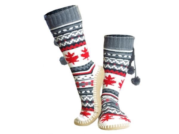 Glovii GOBM, Slippers-støvler, Hunkjønn, Voksen, Grå, Rød, Hvit, Mønster, Norsk mønster