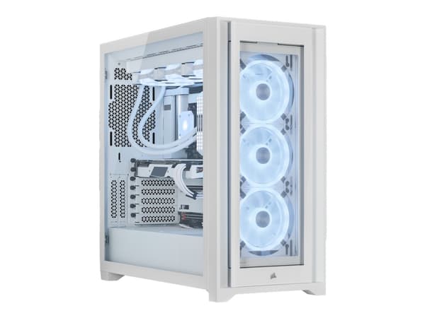 CORSAIR iCUE 5000X RGB QL Edition - Mid tower - genomskinlig sidopanel (härdat glas) - ingen strömförsörjning (ATX) - vit - USB/ljud