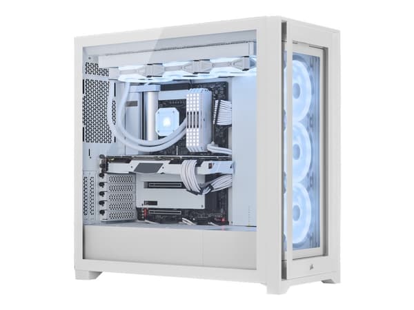 CORSAIR iCUE 5000X RGB QL Edition - Mid tower - genomskinlig sidopanel (härdat glas) - ingen strömförsörjning (ATX) - vit - USB/ljud