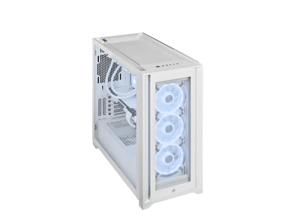 CORSAIR iCUE 5000X RGB QL Edition - Mid tower - genomskinlig sidopanel (härdat glas) - ingen strömförsörjning (ATX) - vit - USB/ljud