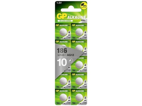 LR 43 nappiparisto Alkalinen mangaaniparisto 1,5 V GP Paristot GP186F-2C10 10 kpl