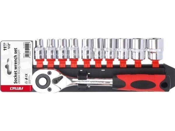 Komplett skrallenøkkel 11 stk 1/2" 10-24mm amio-02412