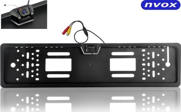 Nvox bilkamera innebygd i registreringsrammen med IR-dioder... (NVOX RC5062D)
