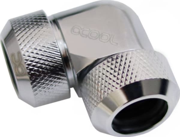 Alphacool 17410, Nickel, Silver, Slangkoppling, Vätska, mässing, 3/8", 90°