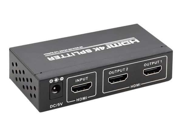 Qoltec - Video/lyd-splitter - active HDMI splitter v. 2.0, 1x2, EDID + IR - 2 x HDMI - stasjonær