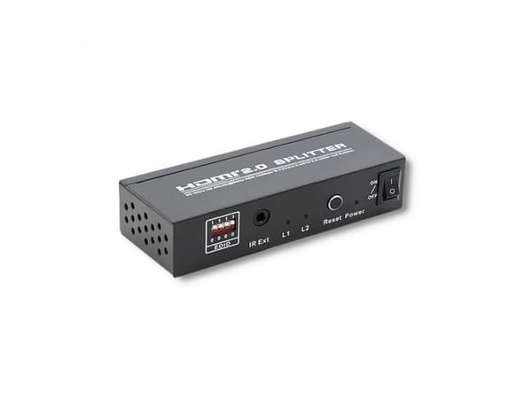 Qoltec - Video/lyd-splitter - active HDMI splitter v. 2.0, 1x2, EDID + IR - 2 x HDMI - stasjonær