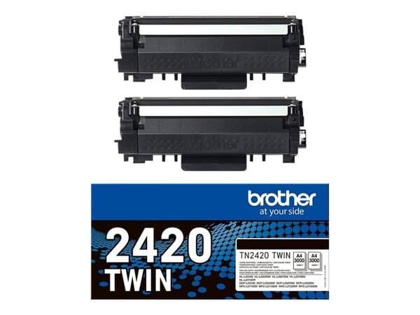 Brother TN2420 TWIN - 2-pack - Høy ytelse - svart - original - tonerpatron - for Brother DCP-L2510, L2530, L2537, L2550, HL-L2350, L2370, L2375, MFC-