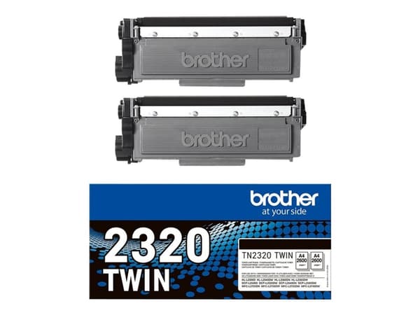 Brother TN2320 TWIN - 2-pack - Høy ytelse - svart - original - tonerpatron - for Brother DCP-L2500, L2520, L2560, HL-L2300, L2340, L2360, L2365, MFC-