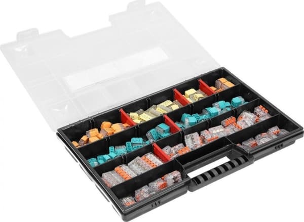 Orno kabelanslutningar HOUSE PREMIUM, 151 st. Push-on: 25x 2-polig. 25x 3-polig. 20x 4-polig. 15x 5-polig. 10x 6-polig. 8x 8-polig. Crimp: 20x 2-poli