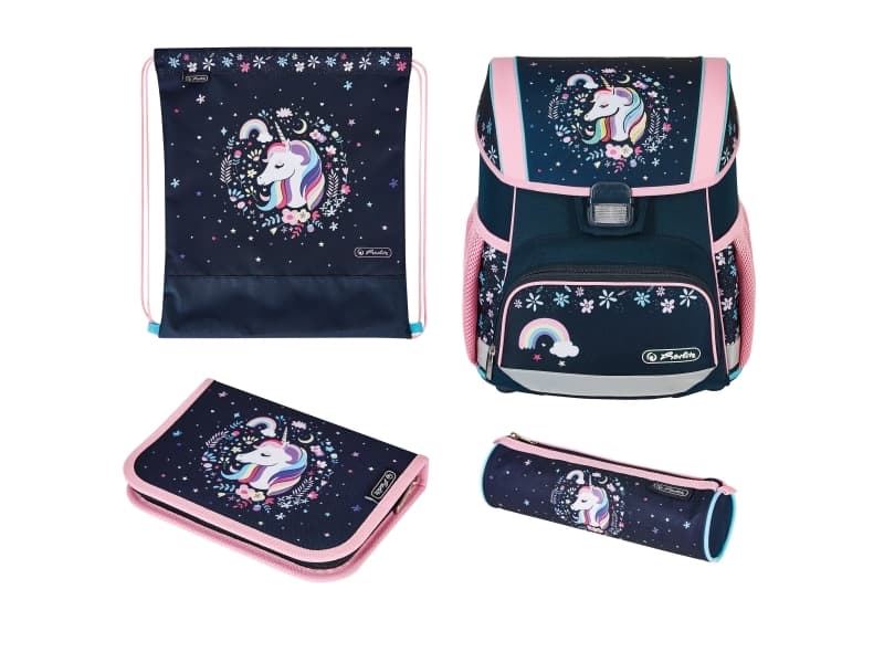 Herlitz Loop Plus Unicorn, Pennfack, Pencil pouch, Skolväska, Sport bag, Flicka, Grundskola, Ryggsäck, 16 l, Framficka, Sidoficka