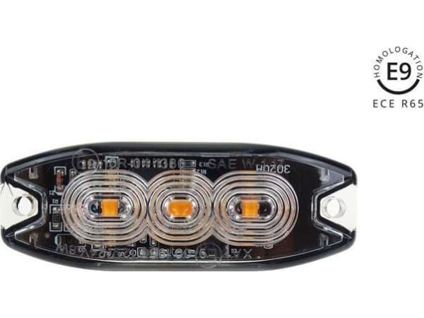 Varoitusvalo litteä 3 lediä r65 r10 12-24v amio-02297