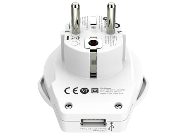 1.500266 Strømpluggadapter Type F Universal Hvit