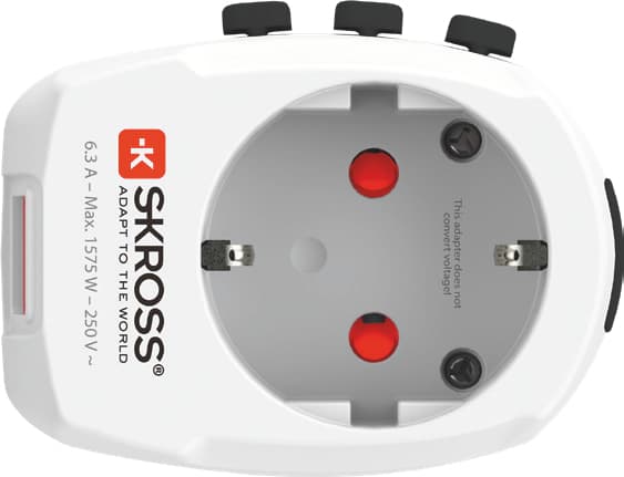 Skross PRO Light USB (2xA) - World, Hvit