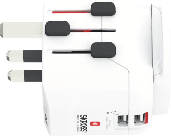 Skross PRO Light USB (2xA) - World, Hvit Hvit