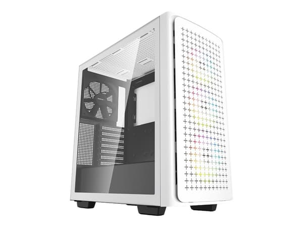 DeepCool CK560 WH - Mid tower - utökad ATX - genomskinlig sidopanel (härdat glas) - ingen strömförsörjning (ATX / PS/2) - vit - USB/ljud