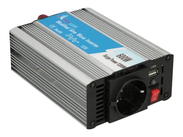 Extralink VOLTAGE CONVERTER 12V - 230V, 600W, MODIFIED SINUS OPIM-600W, Universaali, Auto, 12 V, 50 Hz, 600 W, 230 V Alumiini, musta