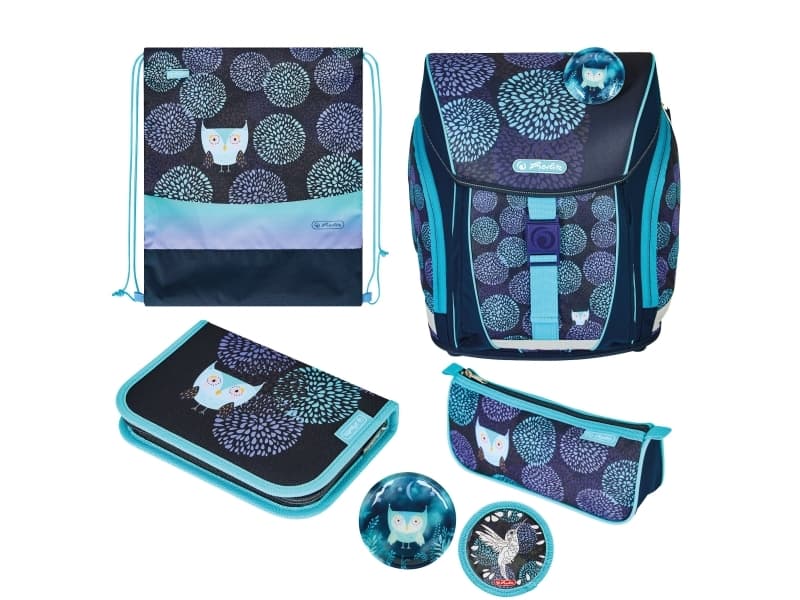 Herlitz FiloLight Plus Flower Owl, Pencil pouch, Sport bag, Pennfack, Skolväska, Flicka, Grundskola, Ryggsäck, 16 l, Framficka, Sidoficka