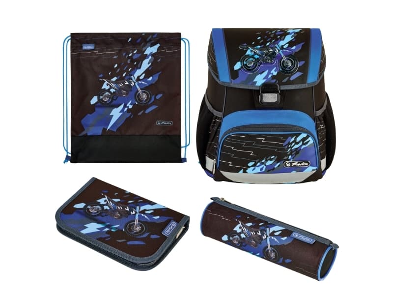 Herlitz Loop Plus CamouCross, Pencil pouch, Sport bag, Pennfack, Skolväska, Pojke, Grundskola, Ryggsäck, 16 l, Framficka, Sidoficka