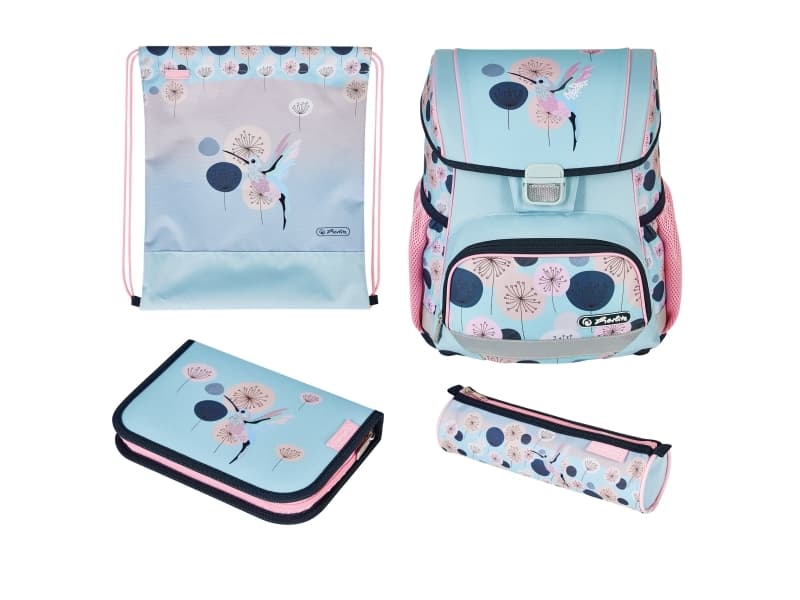 Herlitz Loop Plus Hummingbird, Pencil pouch, Sport bag, Pennfack, Skolväska, Flicka, Grundskola, Ryggsäck, 16 l, Framficka, Sidoficka