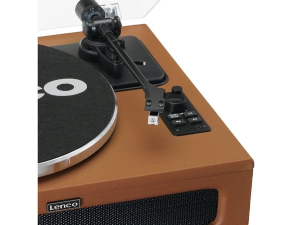 Lenco LS-430BN, Hihnakäyttöinen levysoitin, Ohje, Ruskea, Tekonahka, Metalli, Muovi, Alumiini, 33,45 RPM