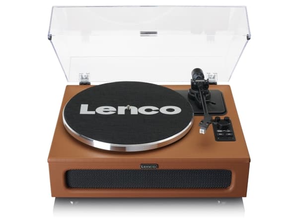 Lenco LS-430BN, Hihnakäyttöinen levysoitin, Ohje, Ruskea, Tekonahka, Metalli, Muovi, Alumiini, 33,45 RPM