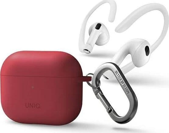 UNIQ Kotelo Nexo AirPods 3 gen + Korvakoukut silikoni punainen/korsetti