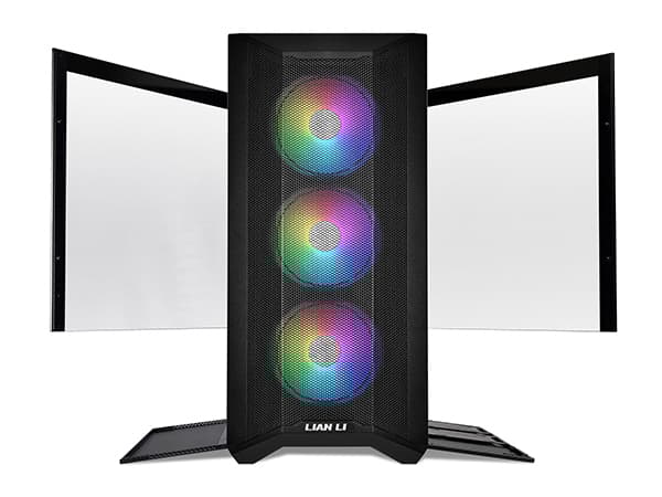 Lian Li LANCOOL II MESH RGB, Midi Tower, PC, Musta, Läpinäkyvä, ATX, EATX, ITX, mikro ATX, Verkko, Terästä, Karkaistu lasi, Multi