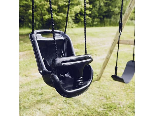 NORDIC PLAY Barngunga med hög rygg extra stark plast svart med svart rep (805-469)