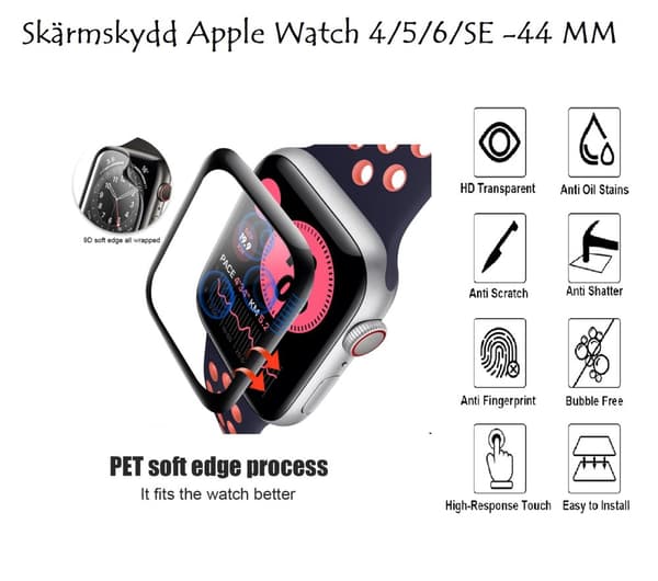 Apple Watch Series 4/5/6/SE Skärmskydd - 44mm - 2 PACK