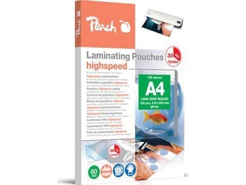 Peach - 80 mikroner - 100-pack - glanset - A4 (210 x 297 mm) lamineringspunger