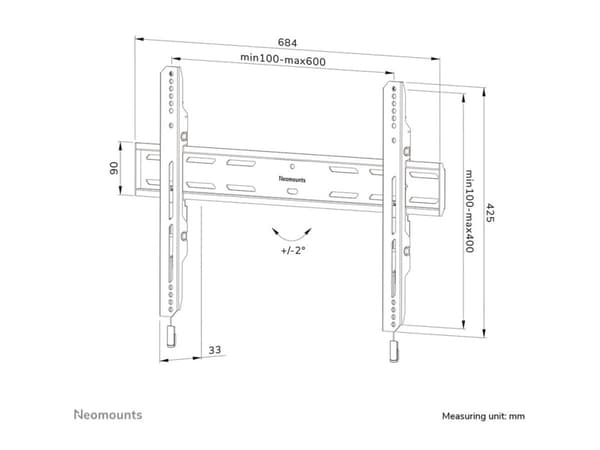 Neomounts WL30S-850BL16 - Monteringssett (veggplate, brakettadapter) - for LCD-skjerm - låsbar