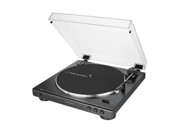 Audio-Technica AT-LP60X, Remdriven skivtallrik, Helautomatisk, Svart, V-bälte, Gjuten aluminium, 33 1/3,45 RPM