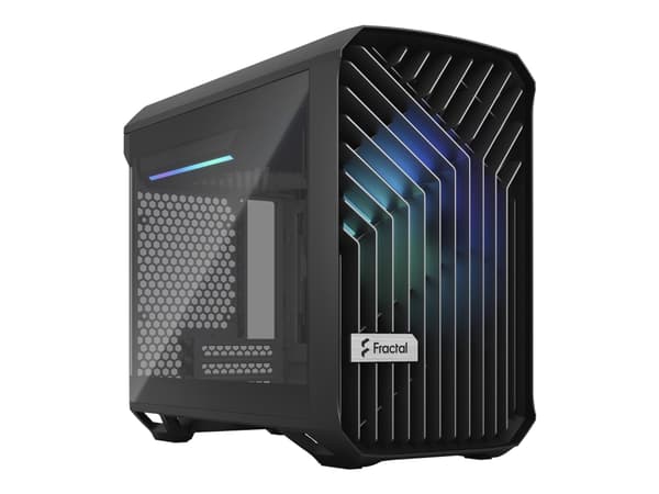 Fractal Design Torrent Nano RGB - Tower - Mini-DTX - sidepanel med vindu (herdet glass) - ingen strømforsyning (ATX) - tonet lyssvart - USB/lyd