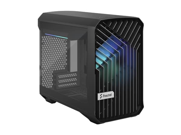 Fractal Design Torrent Nano RGB - Tower - Mini-DTX - sidepanel med vindu (herdet glass) - ingen strømforsyning (ATX) - tonet lyssvart - USB/lyd