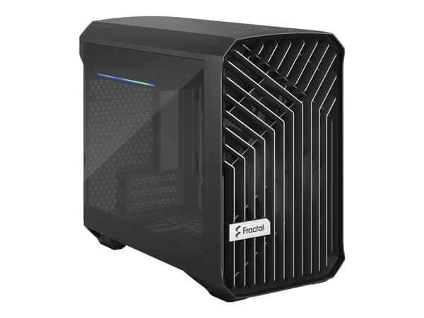 Fractal Design Torrent Nano - Tower - Mini-DTX - sidepanel med vindu (herdet glass) - ingen strømforsyning (ATX) - tonet mørkesvart - USB/lyd