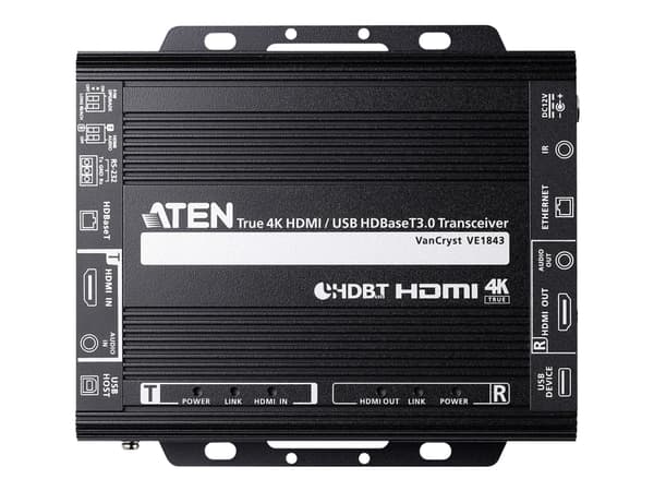 ATEN VanCryst VE1843 - Video/ljud/infraröd/USB/seriell/nätverksförlängare - HDBaseT 3.0 - över CAT 6a/7 - upp till 100 m