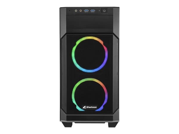 Sharkoon V1000 RGB - microATX - sidepanel med vindu (herdet glass) - ingen strømforsyning - USB/lyd
