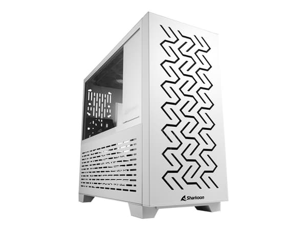 Sharkoon MS-Z1000 - microATX - sidepanel med vindue (hærdet glass) - ingen strømforsyning (ATX) - hvid - USB/Lyd Valkoinen