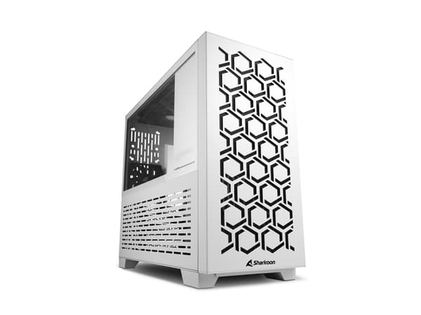 Sharkoon MS-Y1000 - microATX - sidepanel med vindu (herdet glass) - ingen strømforsyning (ATX) - hvit - USB/lyd Hvit