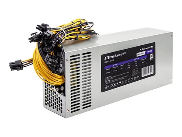 Qoltec Monolith 50350 - Strømforsyning (intern) - 80 PLUS Platinum - AC 180-240 V - 1850 watt - aktiv PFC - grå