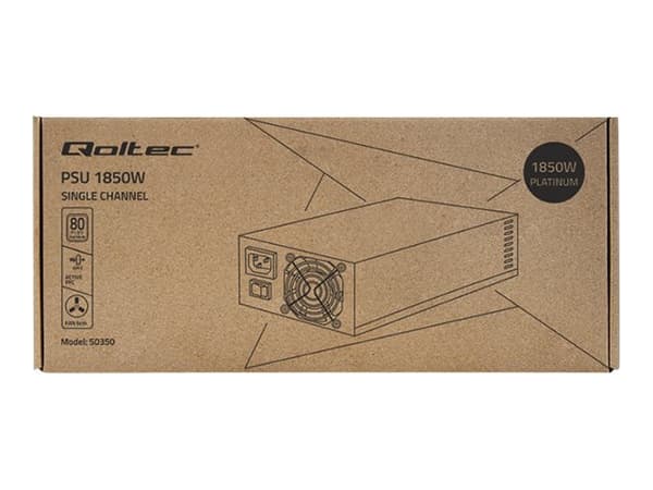 Qoltec Monolith 50350 - Strømforsyning (intern) - 80 PLUS Platinum - AC 180-240 V - 1850 watt - aktiv PFC - grå